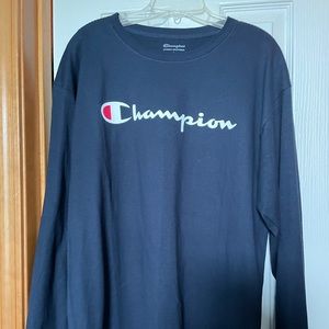 Champion long sleeve tee shirt navy large